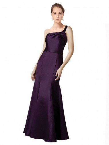 Cheap Long Ruched Neckline One Shoulder Satin Bridesmaid Dress / Prom Dress Sydney