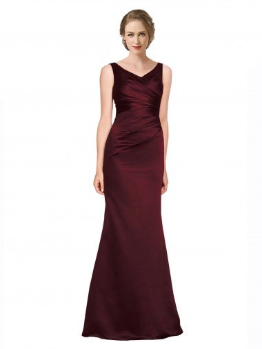 Cheap Figure Shaping Formal Satin Bridesmaid Dress / Prom Dress with Structured Pleats Sydney