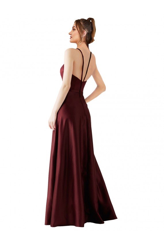 Cheap Sleek Satin Bridesmaids Dress with Pockets Sydney