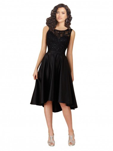 Cheap Short High Low Satin Cocktail Bridesmaid Dress with a Beaded and Embroidered Bodice Sydney