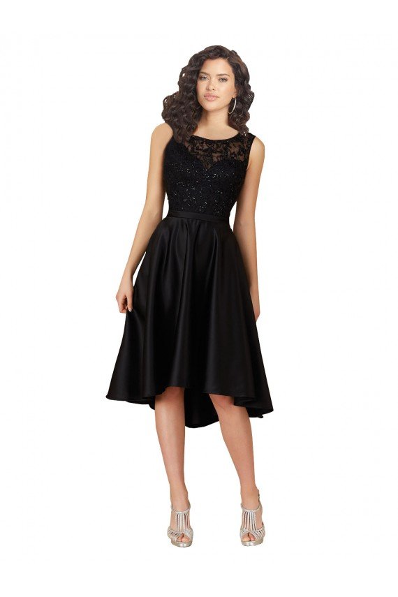 Cheap Short High Low Satin Cocktail Bridesmaid Dress with a Beaded and Embroidered Bodice Sydney