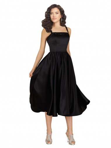 Cheap Short Cocktail Length Square Neck Satin Bridesmaid Dress / Prom Dress with Beading Sydney