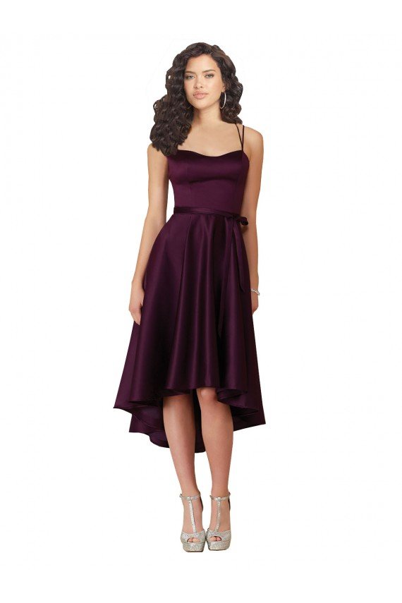 Cheap Elegant High Low Satin Bridesmaid Dress / Prom Dress with Criss Cross Back Sydney