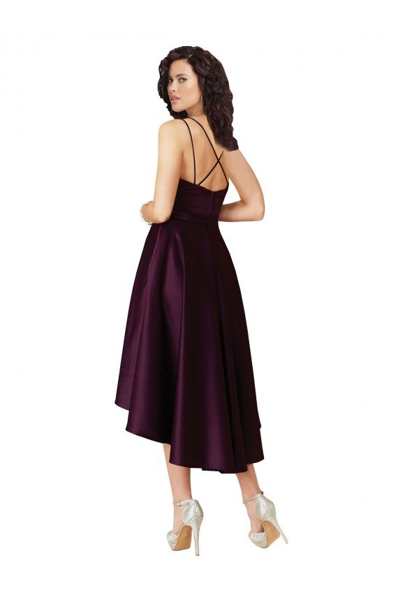 Cheap Elegant High Low Satin Bridesmaid Dress / Prom Dress with Criss Cross Back Sydney