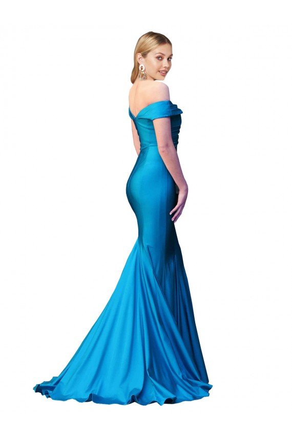 Cheap Off the Shoulder Long Chapel Train Formal Satin Bridesmaid Dress / Prom Dress Sydney