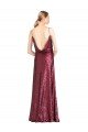 Cheap High Neck Halter Long Slim Formal Sequin Bridesmaid Dress / Prom Dress with V-Neck and Blouson Bodice Sydney