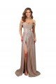 Cheap Strapless Scoop Neck Off the Shoulder Long Formal Sequin Bridesmaid Dress / Prom Dress with High Slit Sydney