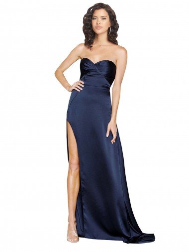 Cheap Knotted Sweetheart Formal Silky Satin Bridesmaid Dress / Prom Dress with High Side Split Sydney