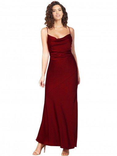Cheap Cowl Neck Low Back Formal Silky Satin Bridesmaid Dress / Prom Dress with Thin Back Straps Sydney