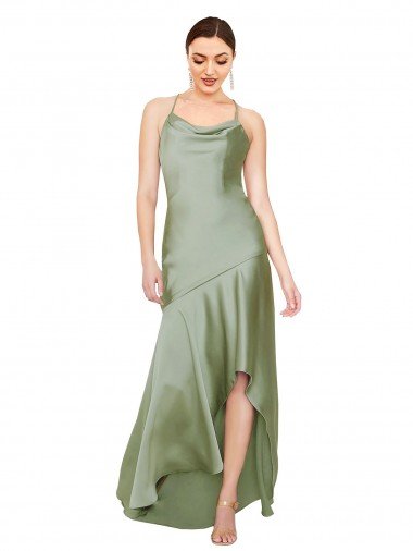 Cheap Formal Silky Satin Bridesmaid Dress / Prom Dress with Bias Cut Skirt Sydney