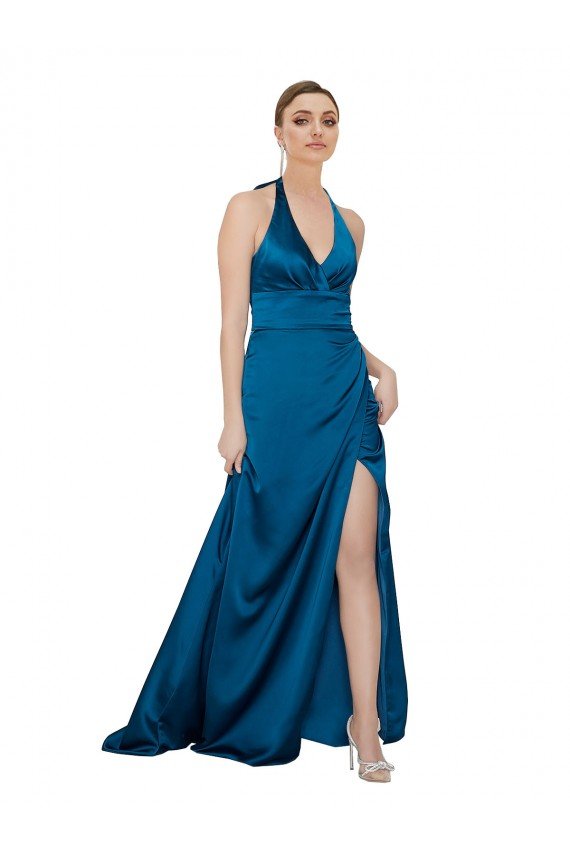 Cheap Halter Neck Formal Silky Satin Bridesmaid Dress / Prom Dress Sydney