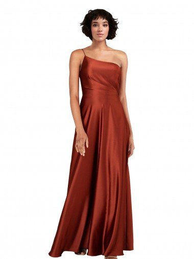 Cheap Sophisticated One Shoulder Formal Silky Satin Bridesmaid Dress / Prom Dress with Full Skirt Sydney