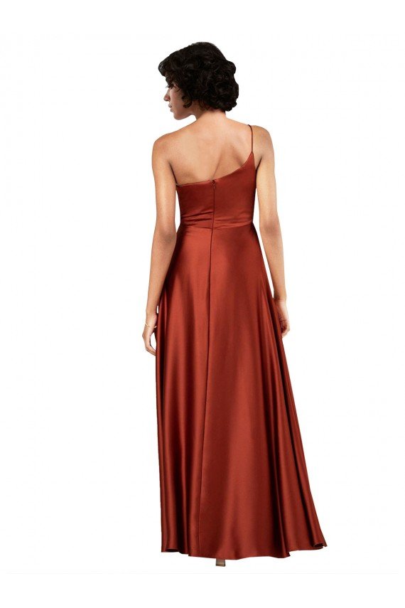 Cheap Sophisticated One Shoulder Formal Silky Satin Bridesmaid Dress / Prom Dress with Full Skirt Sydney