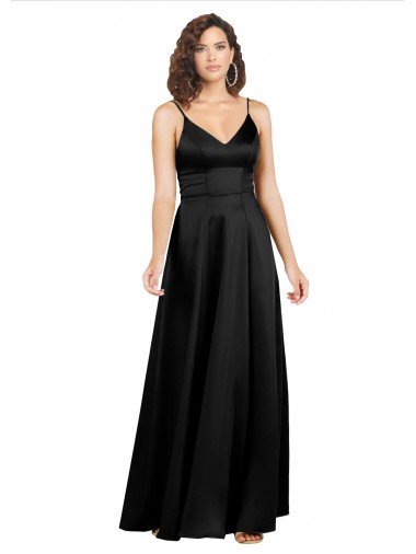 Cheap Formal Silky Satin Floor-Length Long Bridesmaid Dress / Prom Dress with V-Neckline Sydney