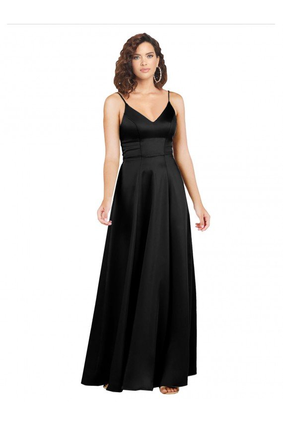 Cheap Formal Silky Satin Floor-Length Long Bridesmaid Dress / Prom Dress with V-Neckline Sydney
