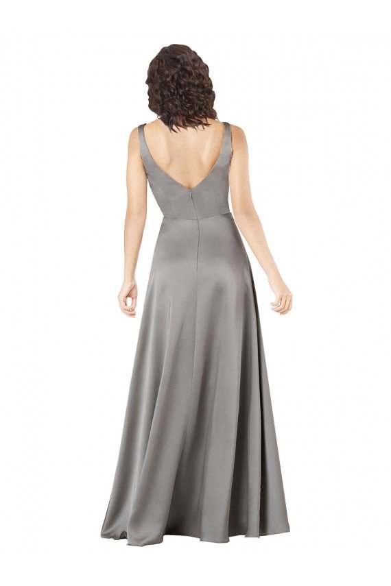 Cheap Plunging V-Neckline Long A-Line Formal Silky Satin Bridesmaid Dress / Prom Dress Sydney
