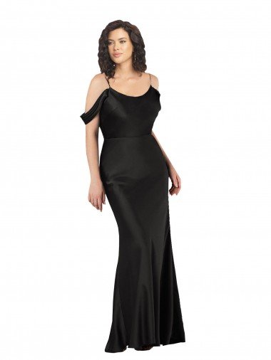 Cheap Off the Shoulder Sleeves Formal Silky Satin Bridesmaid Dress / Prom Dress with Skirt Slit Sydney