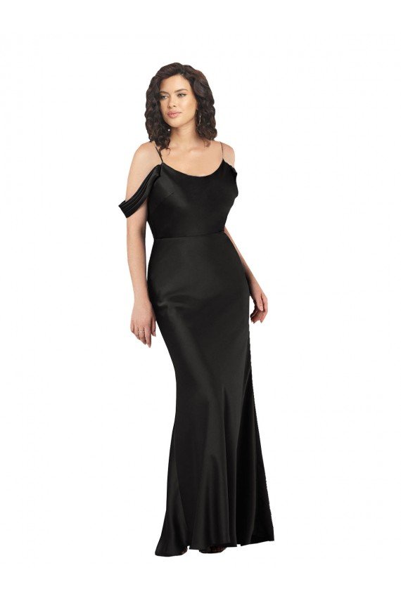 Cheap Off the Shoulder Sleeves Formal Silky Satin Bridesmaid Dress / Prom Dress with Skirt Slit Sydney