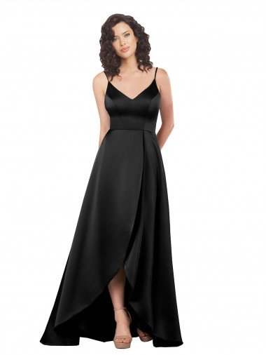 Cheap High Low V-Neckline Formal Silky Satin Tulip Bridesmaid Dress / Prom Dress with Wrap Skirt Sydney