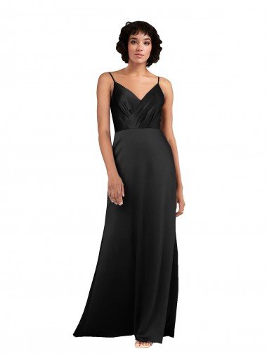Cheap Full Length V-Neckline Formal Silky Satin Bridesmaid Dress / Prom Dress with Spaghetti Straps Sydney