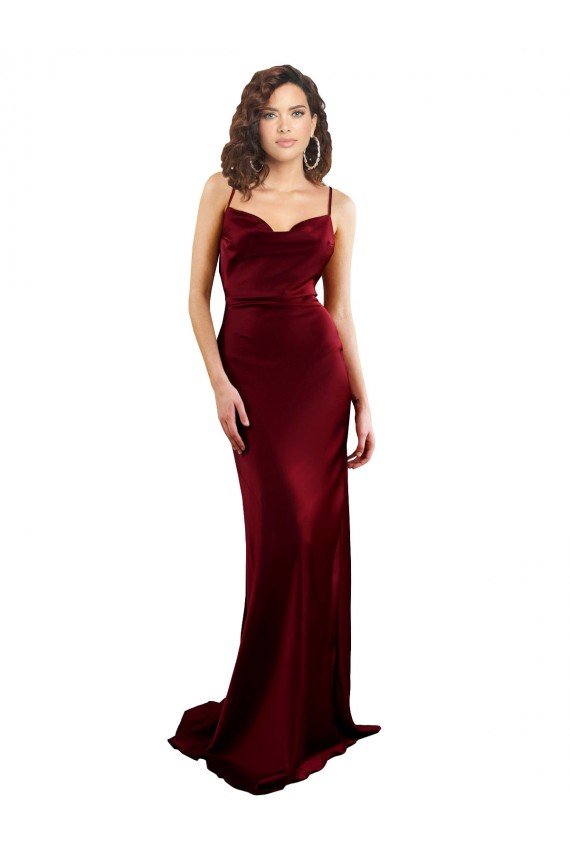 Cheap Cowl Neck Long Criss Cross Open Back Formal Silky Satin Bridesmaid Dress / Prom Dress Sydney