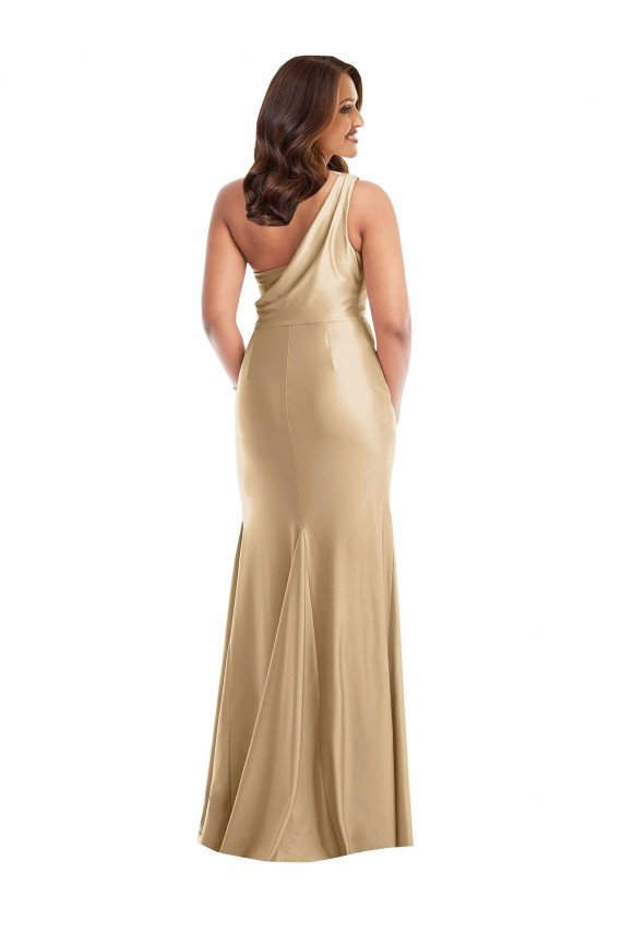 Cheap One Shoulder Asymmetrical Cowl Back Formal Silky Satin Mermaid Bridesmaid Dress / Prom Dress Sydney