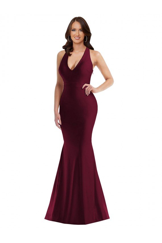 Cheap Plunge Neckline Cutout Low Back Formal Silky Satin Mermaid Bridesmaid Dress / Prom Dress Sydney