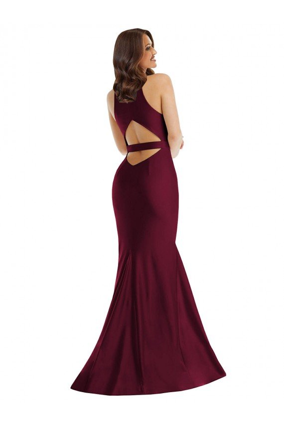 Cheap Plunge Neckline Cutout Low Back Formal Silky Satin Mermaid Bridesmaid Dress / Prom Dress Sydney