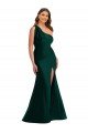 Cheap Cascading Bow One Shoulder Formal Silky Satin Mermaid Bridesmaid Dress / Prom Dress with Front Slit Sydney