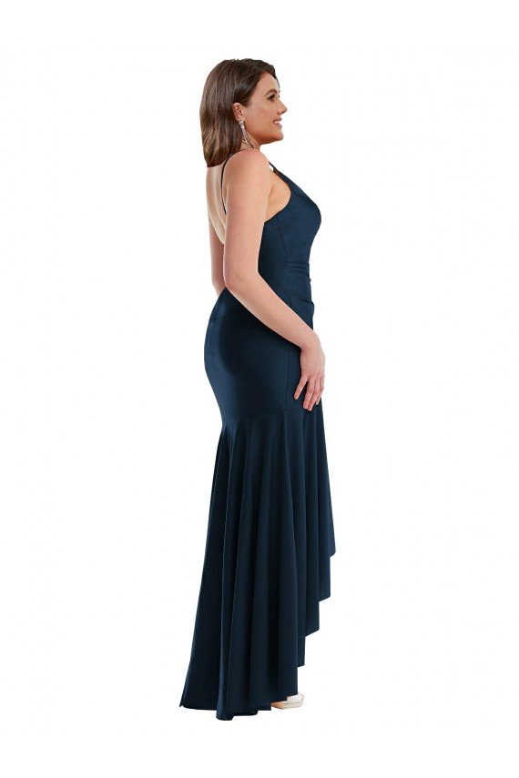 Cheap Pleated Wrap Ruffled High Low Formal Silky Satin Bridesmaid Dress / Prom Dress Sydney