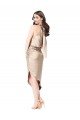 Cheap Silky Satin High Low Midi Cocktail Length Bridesmaid Dress / Prom Dress with Asymmetric Skirt Sydney