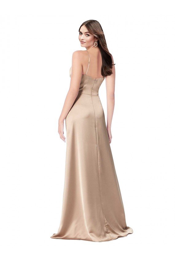 Cheap Formal Silky Satin Bridesmaid Dress / Prom Dress with Draped Surplice Bodice Sydney