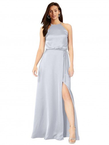 Cheap Halter Neck Formal Silky Satin Bridesmaid Dress with Strappy Back Sydney