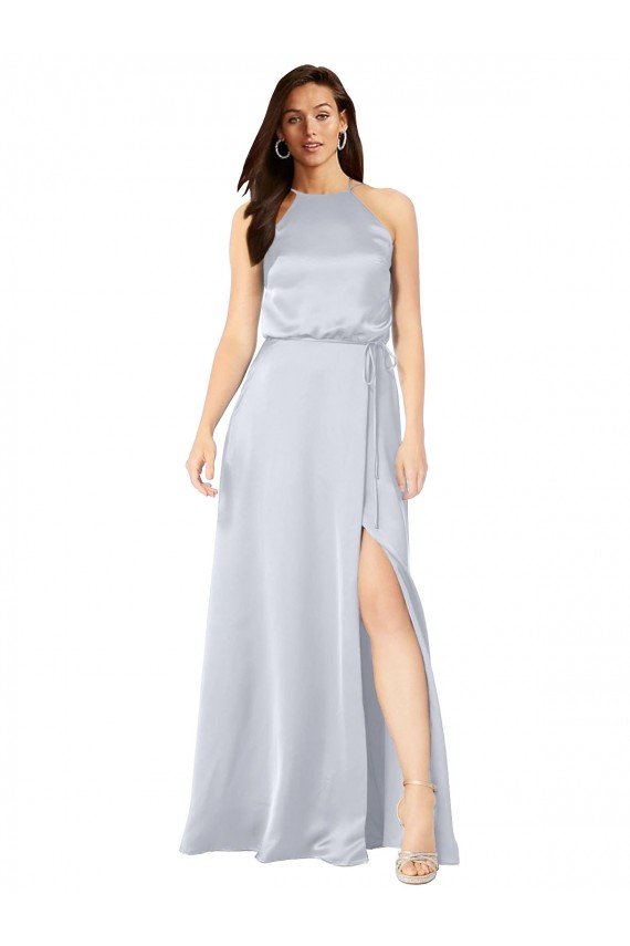 Cheap Halter Neck Formal Silky Satin Bridesmaid Dress with Strappy Back Sydney