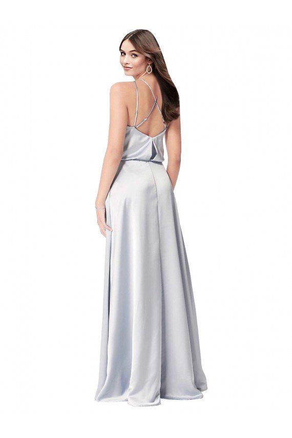 Cheap Halter Neck Formal Silky Satin Bridesmaid Dress with Strappy Back Sydney