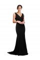Cheap V-Neck Full Length Formal Silky Satin Bridesmaid Dress / Prom Dress with Soft Cowl Neck and Sweep Train Sydney
