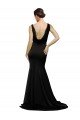 Cheap V-Neck Full Length Formal Silky Satin Bridesmaid Dress / Prom Dress with Soft Cowl Neck and Sweep Train Sydney
