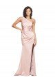 Cheap Full Length Ruched Formal Silky Satin Bridesmaid Dress / Prom Dress with Low Back and High Split Sydney