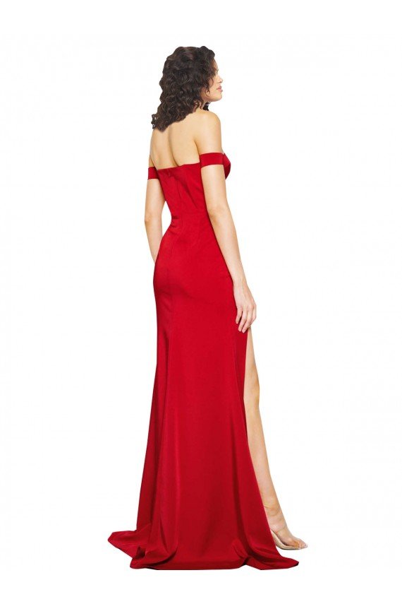 Cheap Off the Shoulder Sweetheart Bustier Style Formal Silky Satin Bridesmaid Dress / Prom Dress with Side Split Sydney