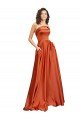 Cheap Strapless Sweep Train Formal Silky Satin Bridesmaid Dress / Prom Dress with Pleats Sydney