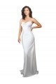 Cheap Simple Sweep Train Low Back Tie Cowl Neck Long Silky Satin Beach Wedding Dress Sydney