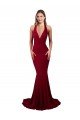Cheap Halter Mermaid Plunge V-Neckline Open Back Bow Tie Formal Spandex Bridesmaid Dress / Prom Dress Sydney