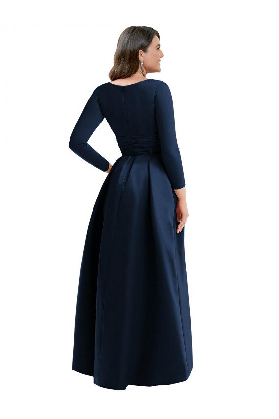 Cheap Long Sleeves Wrapped Formal Spandex Bridesmaid Dress / Prom Dress with High Low Full Skirt and Pockets Sydney