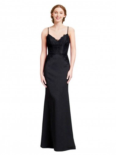 Cheap Long Chiffon Bridesmaid Dress / Prom Dress with Lace Bodice and Curved V-Neckline Sydney