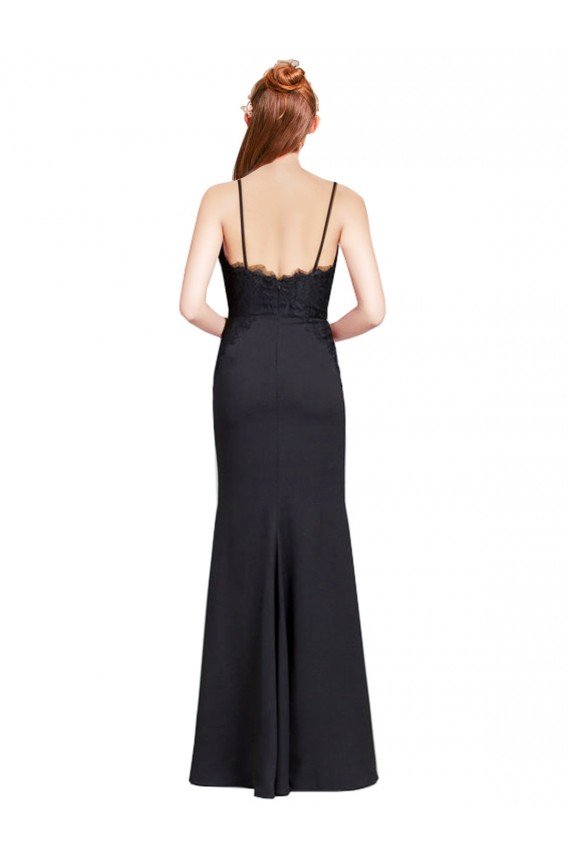 Cheap Long Chiffon Bridesmaid Dress / Prom Dress with Lace Bodice and Curved V-Neckline Sydney