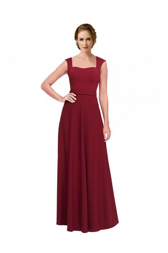 Cheap Square Neck Subtle Cap Sleeeves Crepe Bridesmaid Dress / Prom Dress Sydney