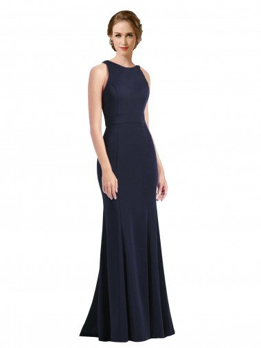 Cheap High Neck Sheath Long Crepe Bridesmaid Dress / Prom Dress Sydney