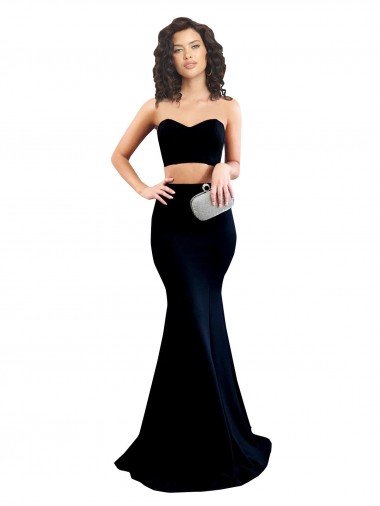 Cheap Two Piece High Neck Formal Crepe Bridesmaid Dress / Prom Dress Sydney