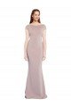 Cheap Boat Neck Cap Sleeve Formal Crepe Bridesmaid Dress / Prom Dress with Plunging Tie Back Sydney