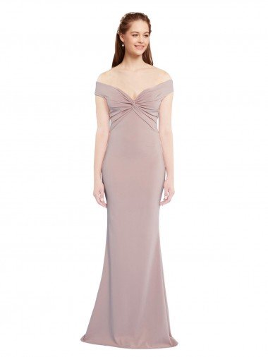 Cheap Knotted Off the Shoulder Formal Crepe Bridesmaid Dress / Prom Dress with Cut-Out Back Sydney